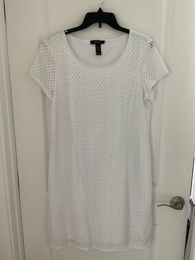 Style & Co. White Eyelet Mini Dress sz 12